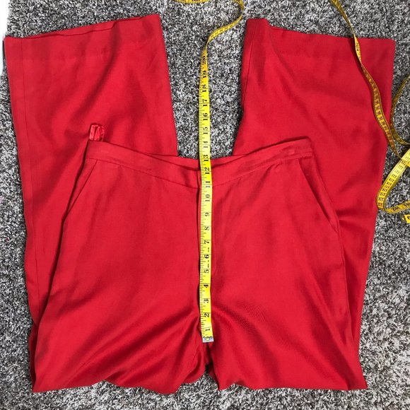 Lauren Ralph Lauren Rust Orange High Rise Wide Leg 32" Inseam 100% Silk Pant - Picture 10 of 11